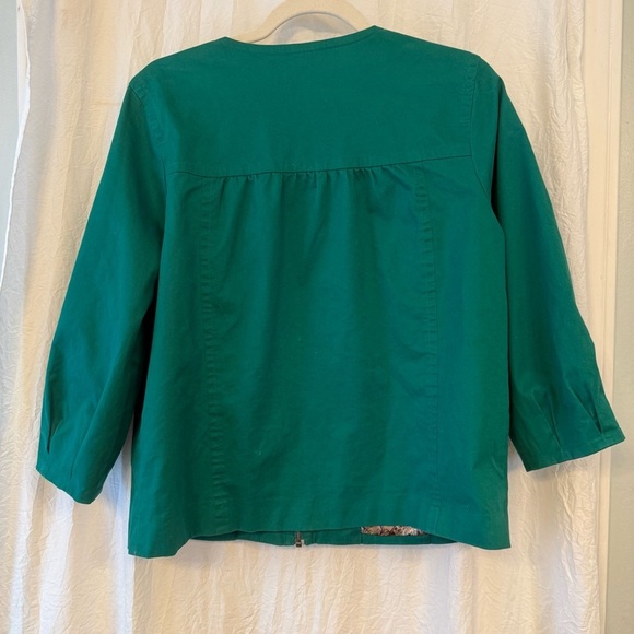 NEW: Motto Fully Lined Cotton Twill Zip Front Cropped Jacket - S Jade Green - Picture 4 of 10